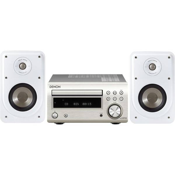 Mikrosystém Denon RCD-M41 DAB + repro Polk S15E-W stříbrný/bílý

