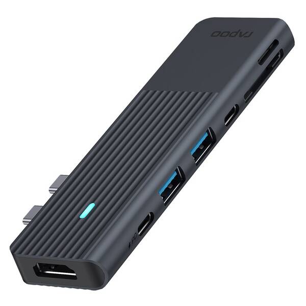 USB Hub Rapoo 7-in-2 USB-C Multiport Adapter (MacBook) černý

