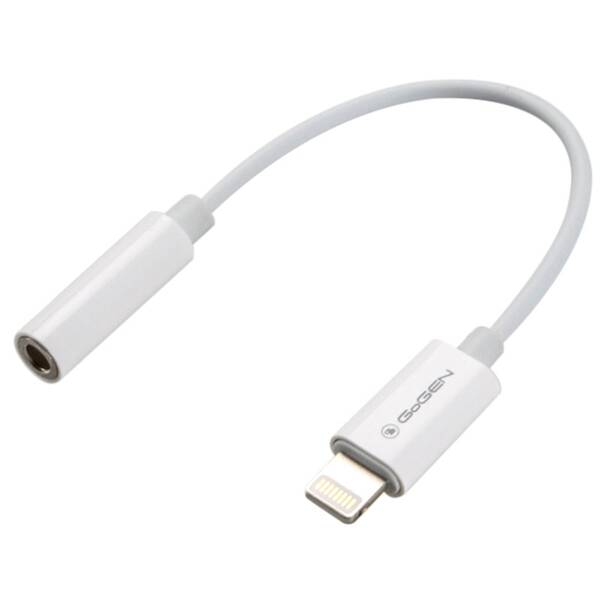 Kabel GoGEN Lightning (M) / 3,5mm jack (F), 0,2m bílý

