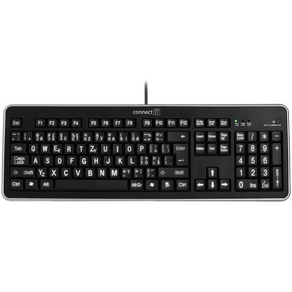 Klávesnice Connect IT CI-71 s velkým fontem, CZ černá

