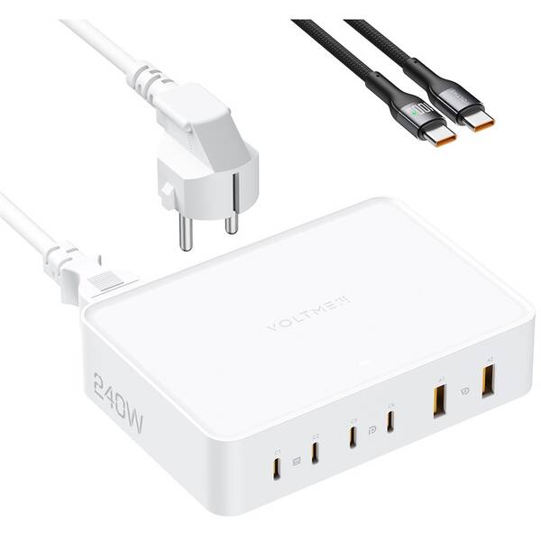 Nabíječka do sítě Voltme Revo 240 PD3.1 4xUSB-C, 2xUSB-A  240W bílá barva
