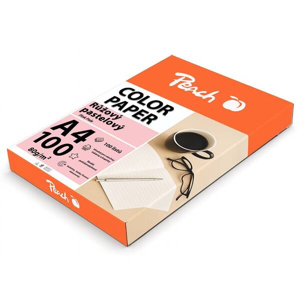 Papíry do tiskárny Peach Color A4 - 100 listů (pastelové) růžové

