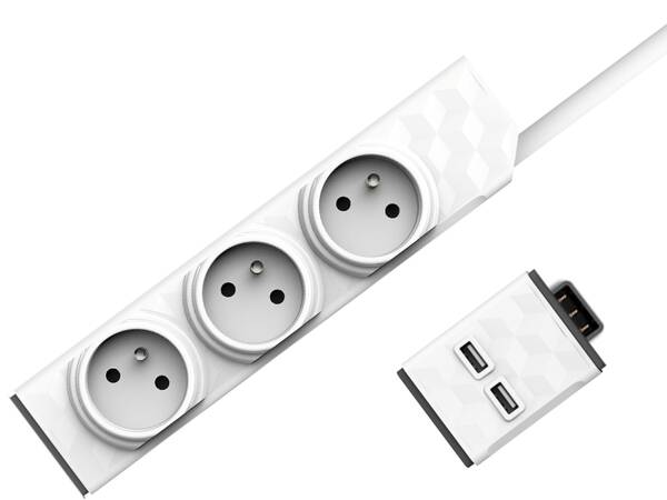 Kabel prodlužovací Powercube Modular 3m + USB modul bílý

