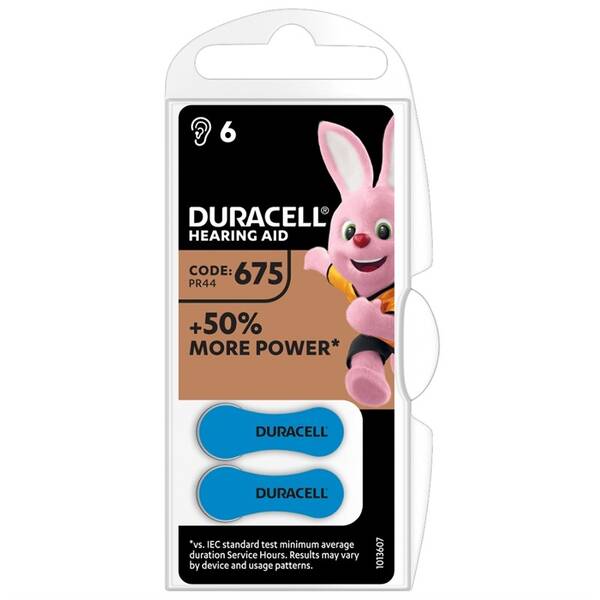 Baterie do naslouchadel Duracell Hearing Aid 675, PR44, 1.45V, blistr 6ks 

