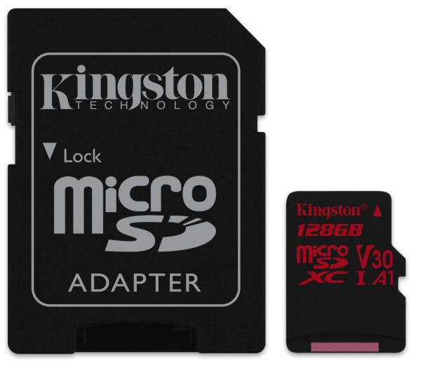 Paměťová karta Kingston microSDXC 128GB UHS-I U3 (100R/80W) + adaptér 

