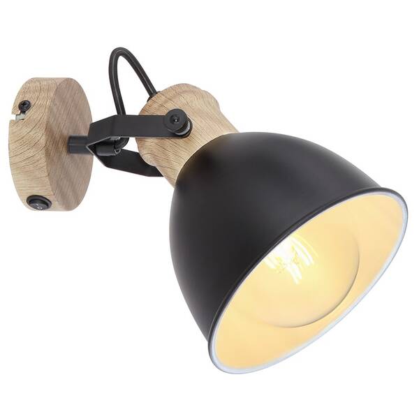 Bodové svítidlo GLOBO Wiho, 1xE27, 40W černé/imitace dřeva

