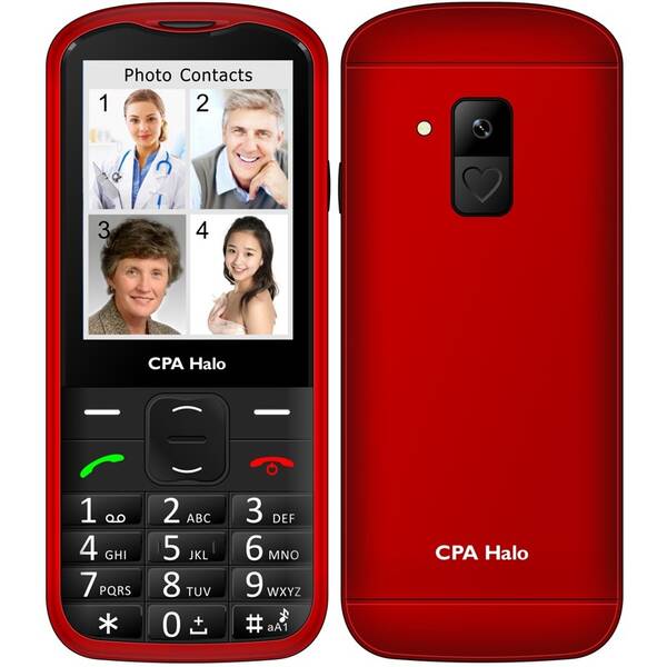 Mobilní telefon CPA Halo 18 Senior s nabíjecím stojánkem červený

