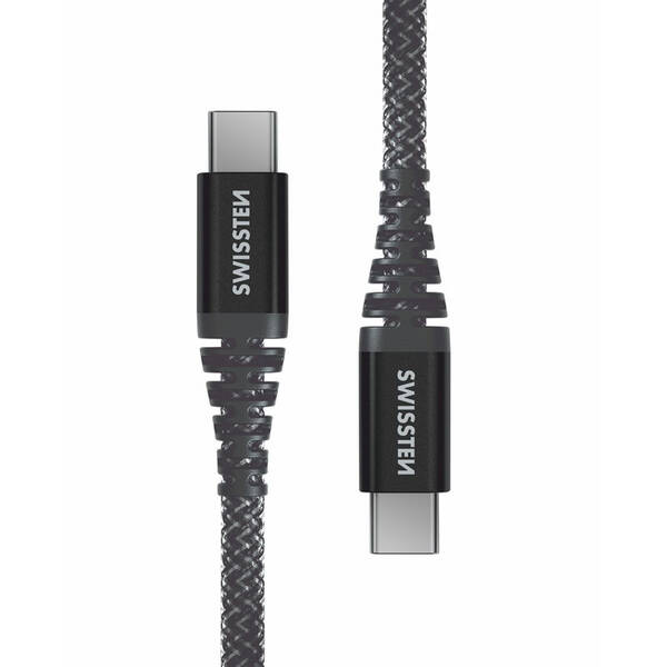 Kabel Swissten ARAMID REINFORCED USB-C/USB-C, 1,5 m antracitový


