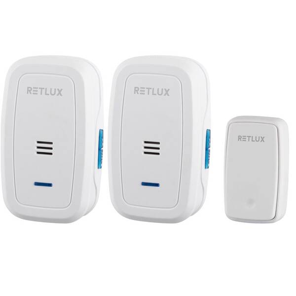 Zvonek bezdrátový RETLUX RDB 104, 2x zvonek do sítě 230V +  tlačítko bílý

