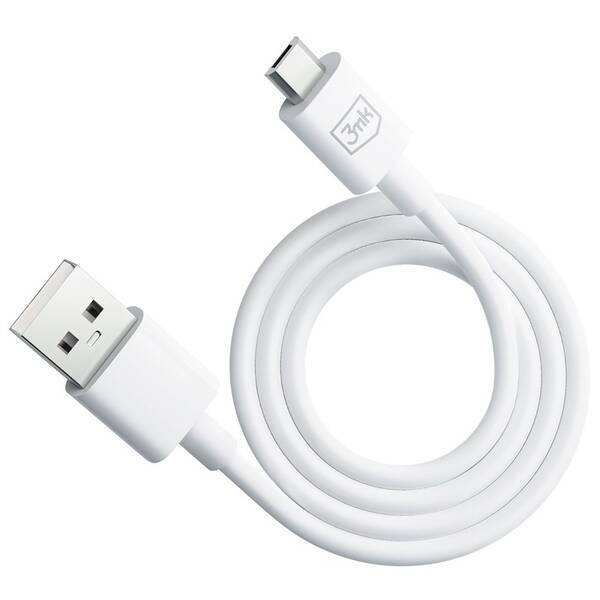 Kabel 3mk Hyper USB-A/microUSB, 2,4A, 1,2m bílý

