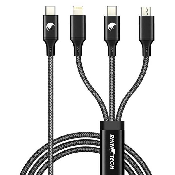 Kabel RhinoTech 3v1 USB-C (MicroUSB/Lightning/USB-C) 40W 1,2m černý

