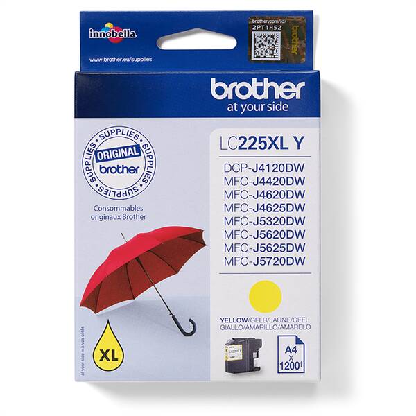 Inkoustová náplň Brother LC-225XLY, 1200 stran žlutá

