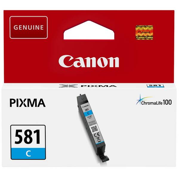 Inkoustová náplň Canon CLI-581 C, 250 stran azurová

