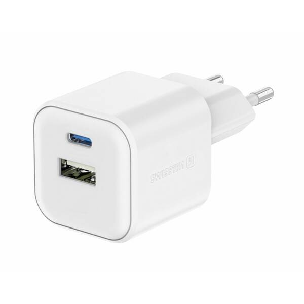 Nabíječka do sítě Swissten 12W 1x USB-C + 1x USB-A bílá


