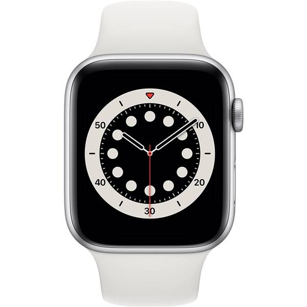 Chytré hodinky Apple GPS 44mm pouzdro ze střírbného hliníku - bílý sportovní náramek 

