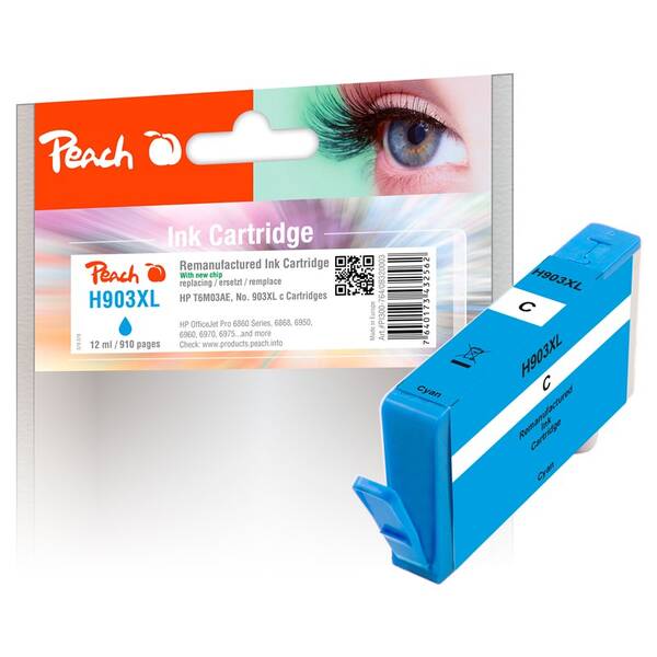 Inkoustová náplň Peach HP 903XL, 910 stran azurová

