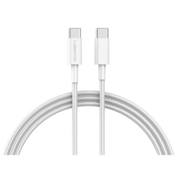 Kabel GoGEN USB-C / USB-C, 1m, opletený bílý

