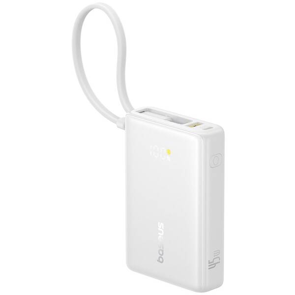 Powerbanka Baseus PicoGo 10000mAh 45W s digitálním displejem a kabelem USB-C bílá

