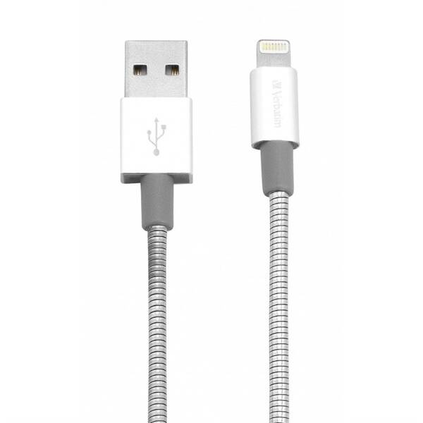 Kabel Verbatim Sync & Charge USB/Lightning, 1m, MFi, nerezová ocel stříbrný

