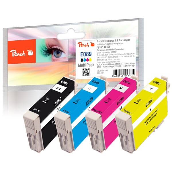 Inkoustová náplň Peach Epson 89, T0895 MultiPac, 1x 8,4, 3x 7,2 ml vícebarevná

