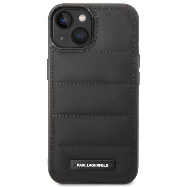 Kryt na mobil Karl Lagerfeld Quilted Puffy Metal Logo na Apple iPhone 14 černý


