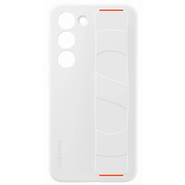 Kryt na mobil Samsung Silicone Grip s poutkem na Galaxy S23 bílý

