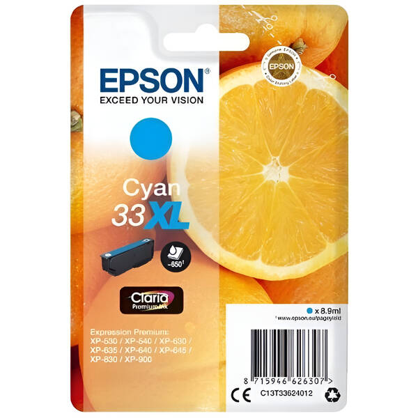Inkoustová náplň Epson 33XL, 650 stran azurová


