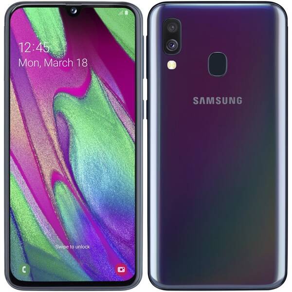 Mobilní telefon Samsung A40 Dual SIM - ZÁNOVNÍ - 12 měsíců záruka černá barva

