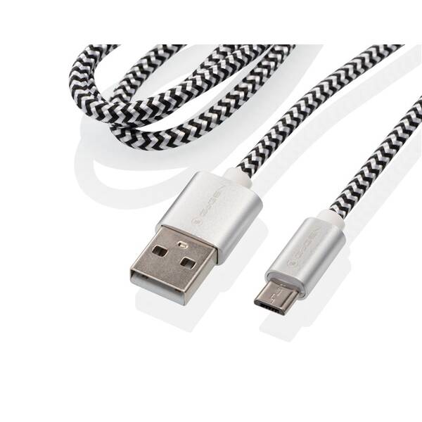 Kabel GoGEN USB / micro USB, 1m, opletený, zkumavka stříbrný

