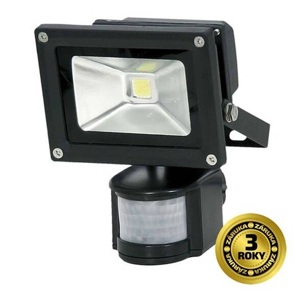 LED reflektor Solight 10W, studená bílá, 700lm, se senzorem černý

