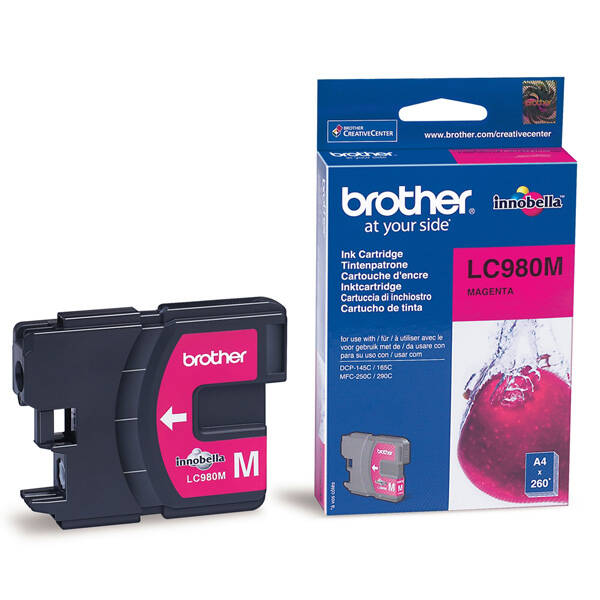 Inkoustová náplň Brother LC-980M, 260 stran purpurová

