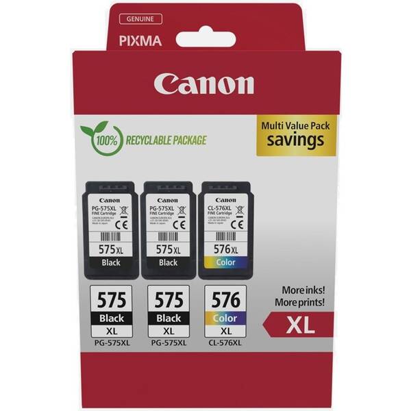 Inkoustová náplň Canon 2x PG-575XL / CL-576XL Multipack ­ 2x Black 15ml +1x Color 12,6ml černá

