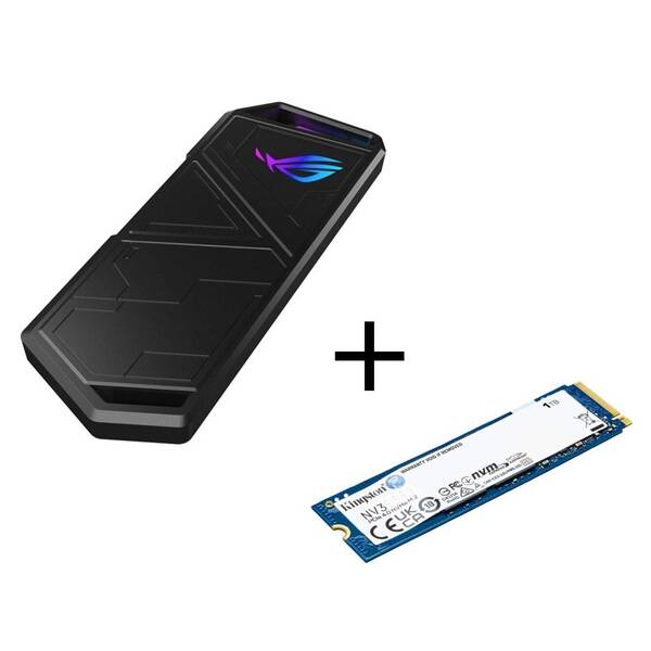 Externí rámeček Asus Strix Arion Lite + 1TB SSD Kingston NV3 černý

