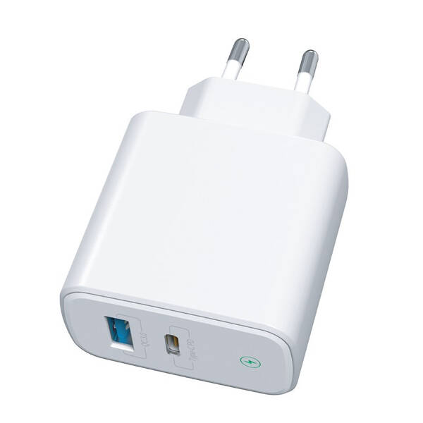 Nabíječka do sítě WG 1x USB, 1x USB-C, PD 20W, QC 3.0 bílá

