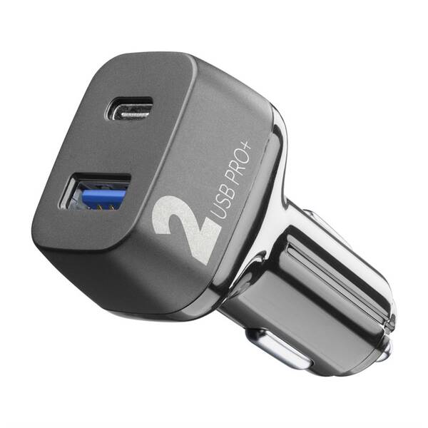 Adaptér do auta CellularLine Car Multipower 2 PRO+, Smartphone Detect, USB, USB-C PD, QC 3.0, 36W černý

