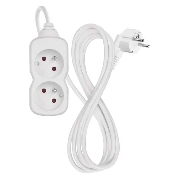 Kabel prodlužovací EMOS 2 x zásuvka, 2m bílý

