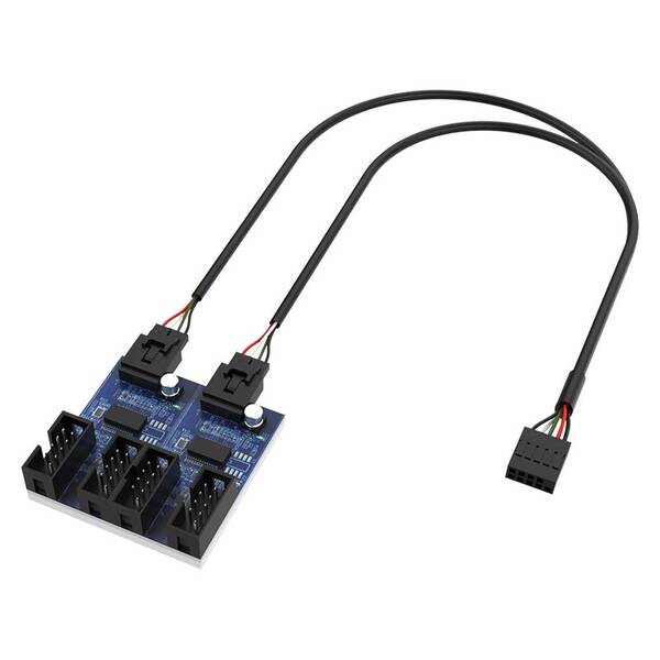 Adaptér AKASA Internal 1-to-4 USB 2.0 Splitter Hub Cable černý

