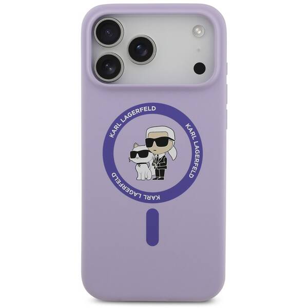 Kryt na mobil Karl Lagerfeld Liquid Silicone Karl and Choupette MagSafe na Apple iPhone 17 Pro Max fialový

