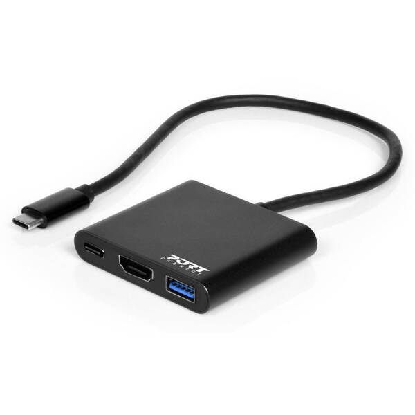 USB Hub PORT CONNECT USB-C/HDMI, USB 3.0, USB-C 60W černý

