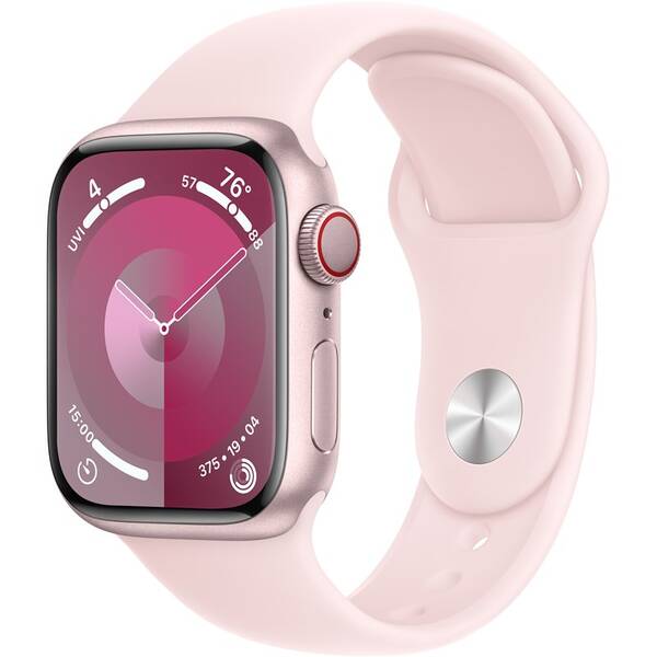 Chytré hodinky Apple GPS + Cellular 45mm pouzdro z růžového hliníku - světle růžový sportovní řemínek - M/L 

