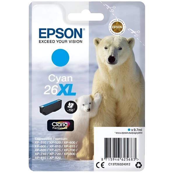 Inkoustová náplň Epson 26XL, 700 stran azurová

