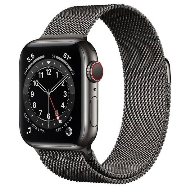 Chytré hodinky Apple GPS + Cellular, 44mm grafitově šedé pouzdro z nerezové oceli - grafitově šedý milánský tah 

