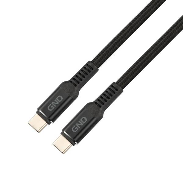 Kabel GND USB-C / USB-C, 2m, 100W, opletený černý

