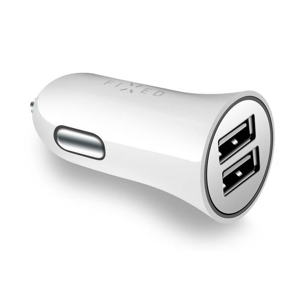 Adaptér do auta FIXED 2x USB, 24W bílý

