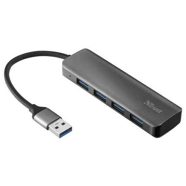 USB Hub Trust Halyx USB/4x USB 3.2 stříbrný

