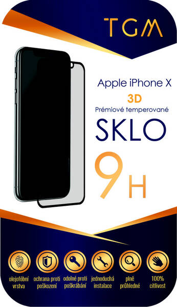 Tvrzené sklo TGM 3D na Apple iPhone X/Xs/11 Pro černé

