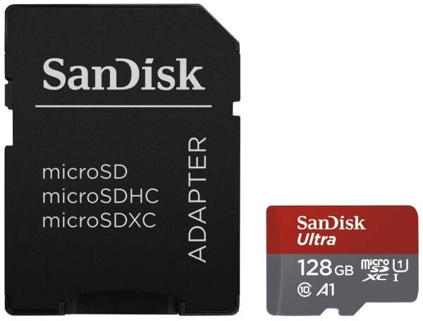 Paměťová karta SANDISK 128 GB UHS-I U1 (100R/10W) + adaptér černá

