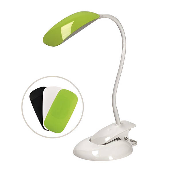Stolní LED lampička Solight WO42 2v1, podstavec i klip, 5W 4000K, 3 barevné kryty 

