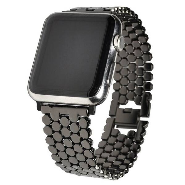 Řemínek WG dots, kovový, na Apple Watch 42/44/45/49 mm + adapter černý


