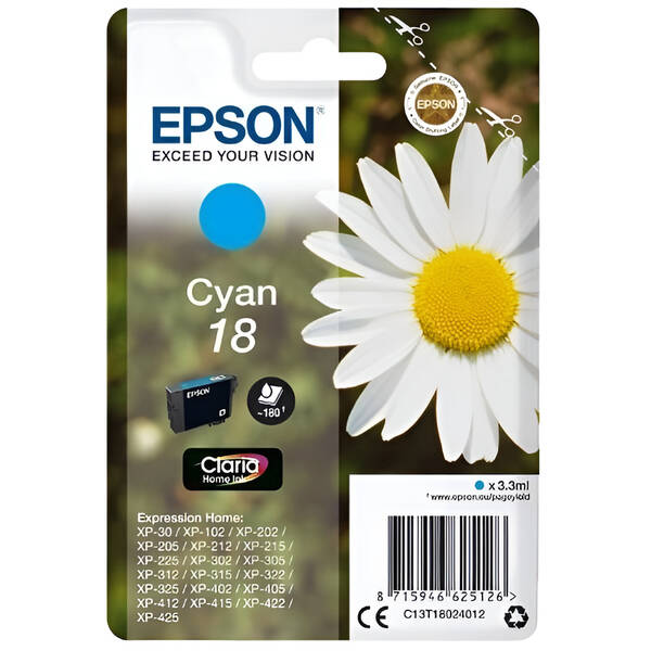 Inkoustová náplň Epson 18, 180 stran azurová

